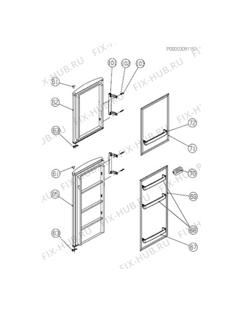 Взрыв-схема холодильника Zanussi ZRT3320XA - Схема узла Door 003